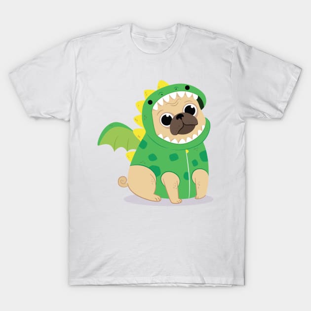 Dragon Dog Pug T-Shirt by Printaha